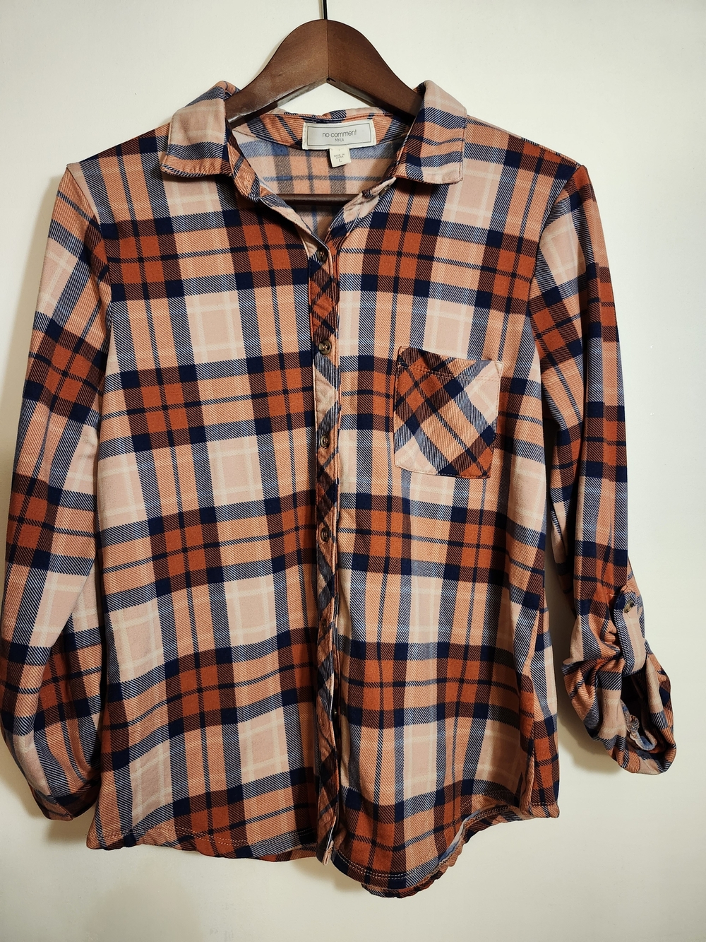 No Comment - Women's Plaid Button-Up Shirt - Size Large
